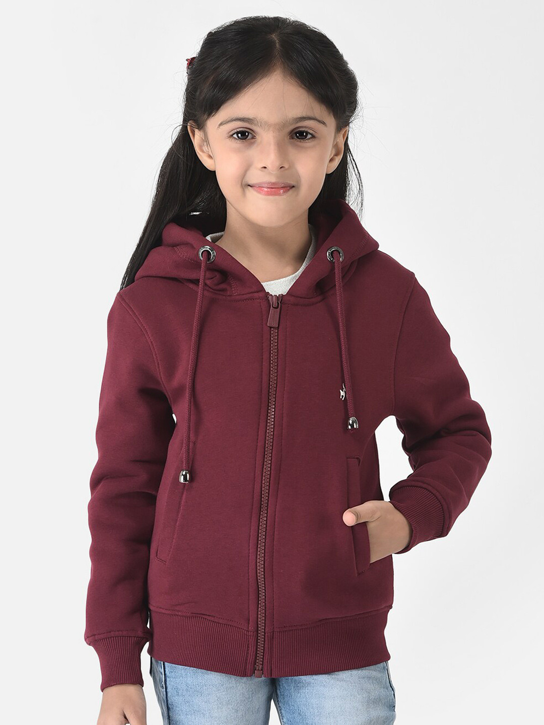 

Crimsoune Club Girls Maroon Hooded Sweatshirt