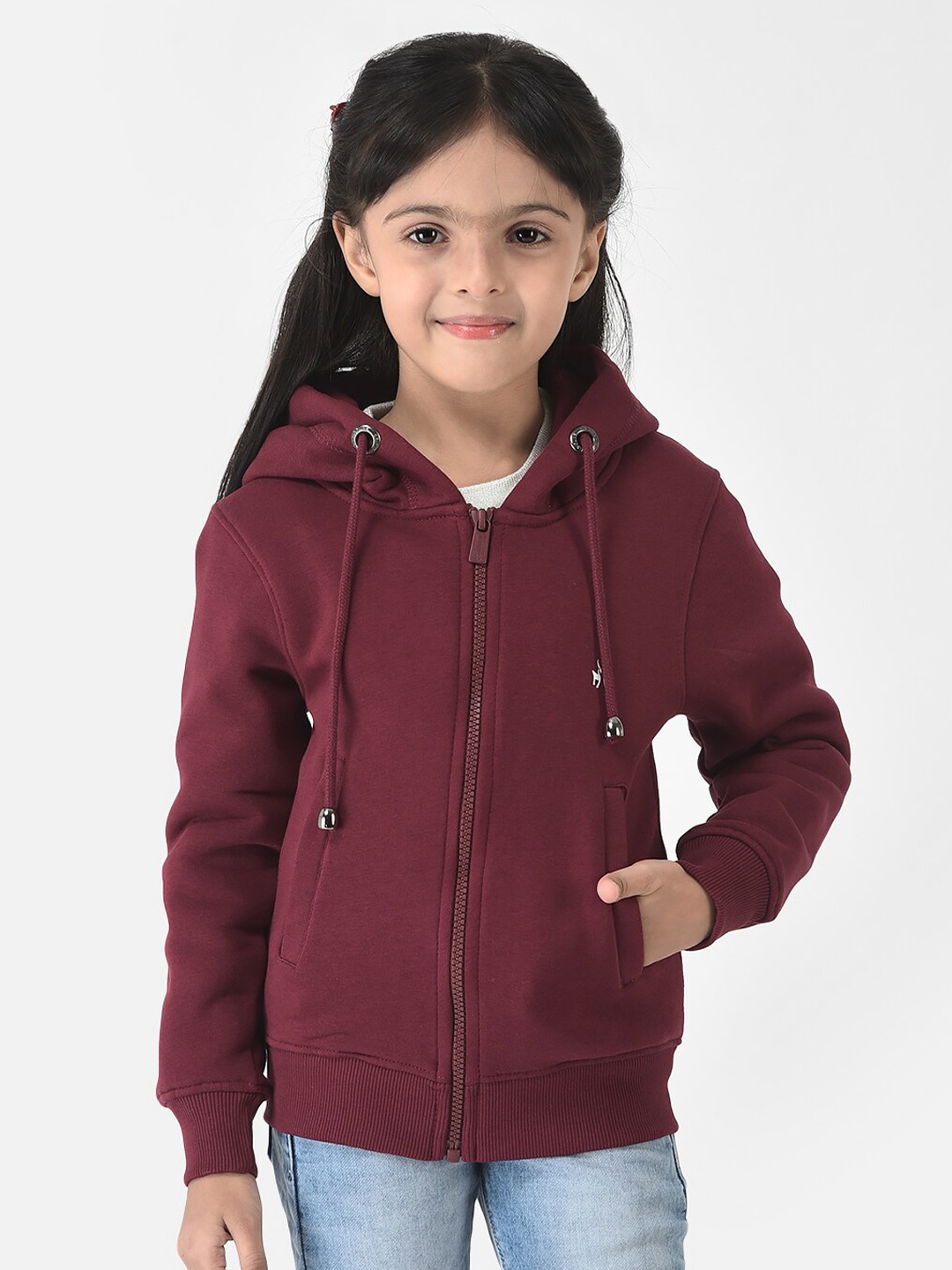 

Crimsoune Club Girls Maroon Hooded Sweatshirt