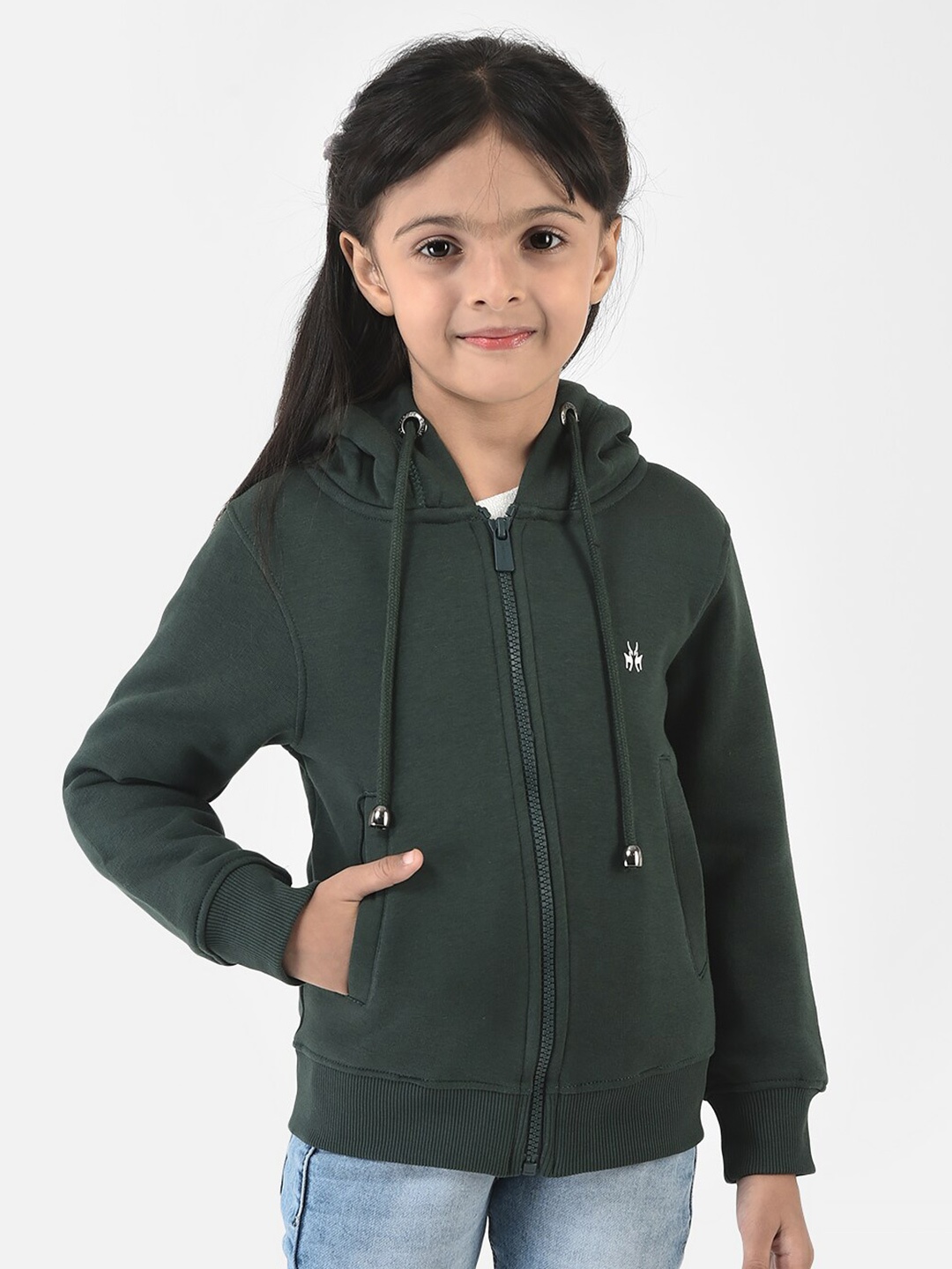 

Crimsoune Club Girls Green Hooded Sweatshirt