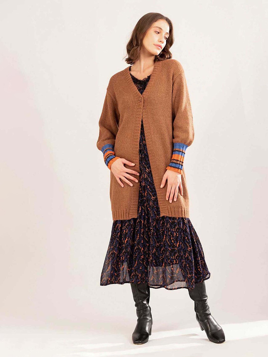 

B Copenhagen Women Brown Longline Cardigan