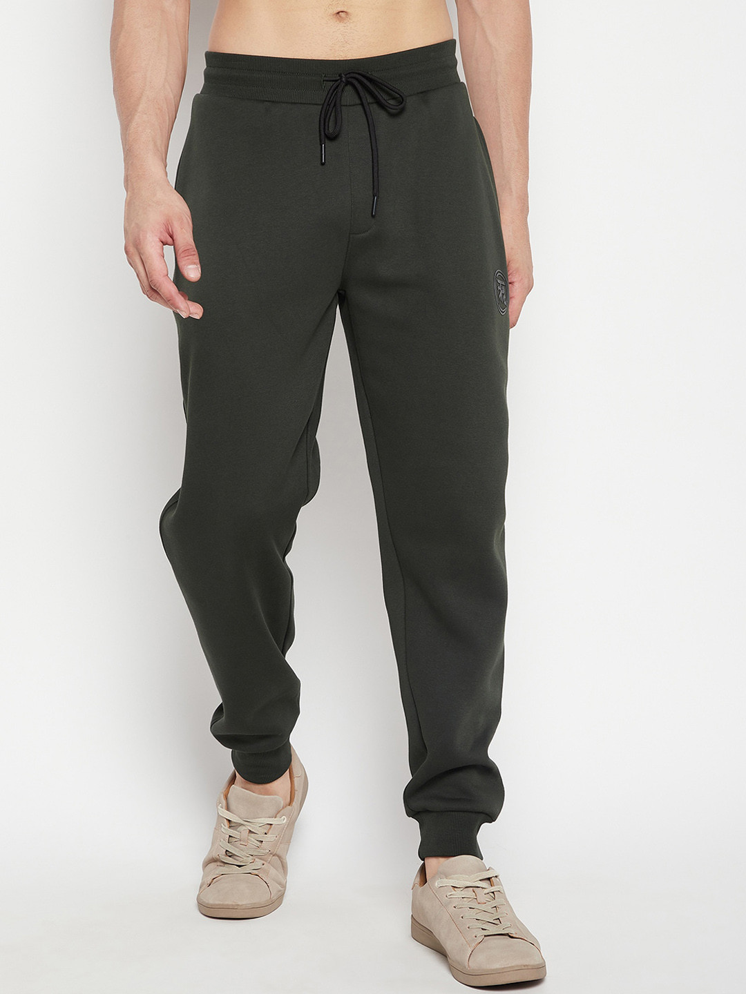 

EDRIO Men Green Fleece Regular Fit Joggers