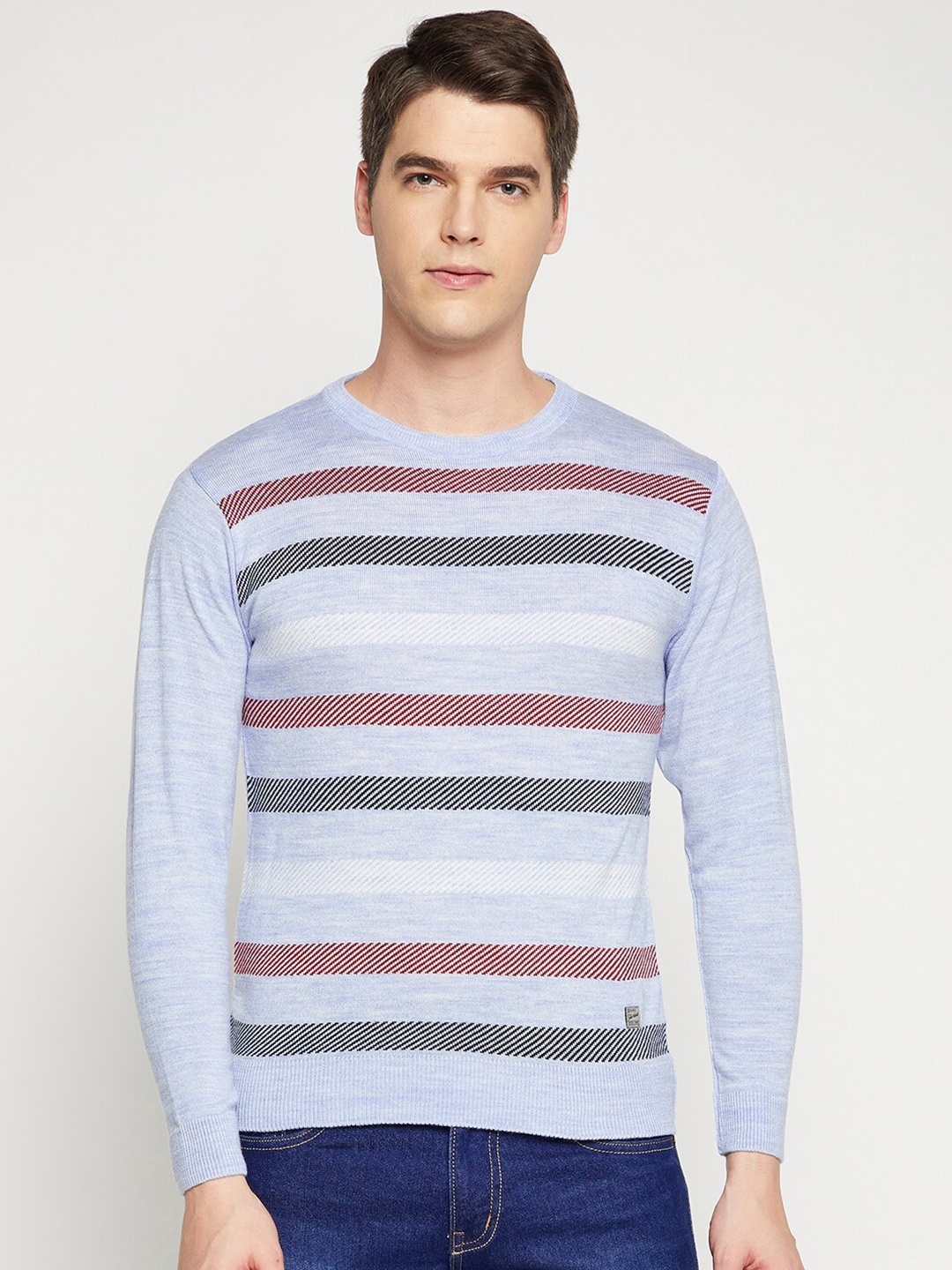 

Duke Men Blue & Red Striped Pullover