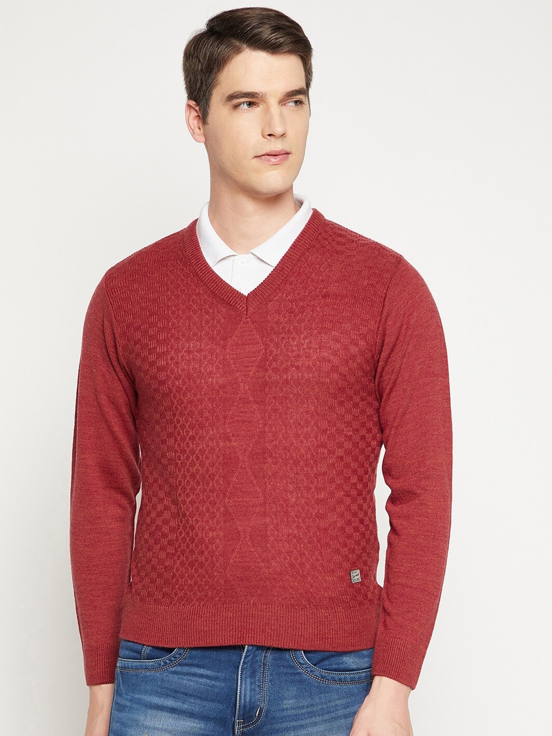 

Duke Men Cable Knit Pullover, Red