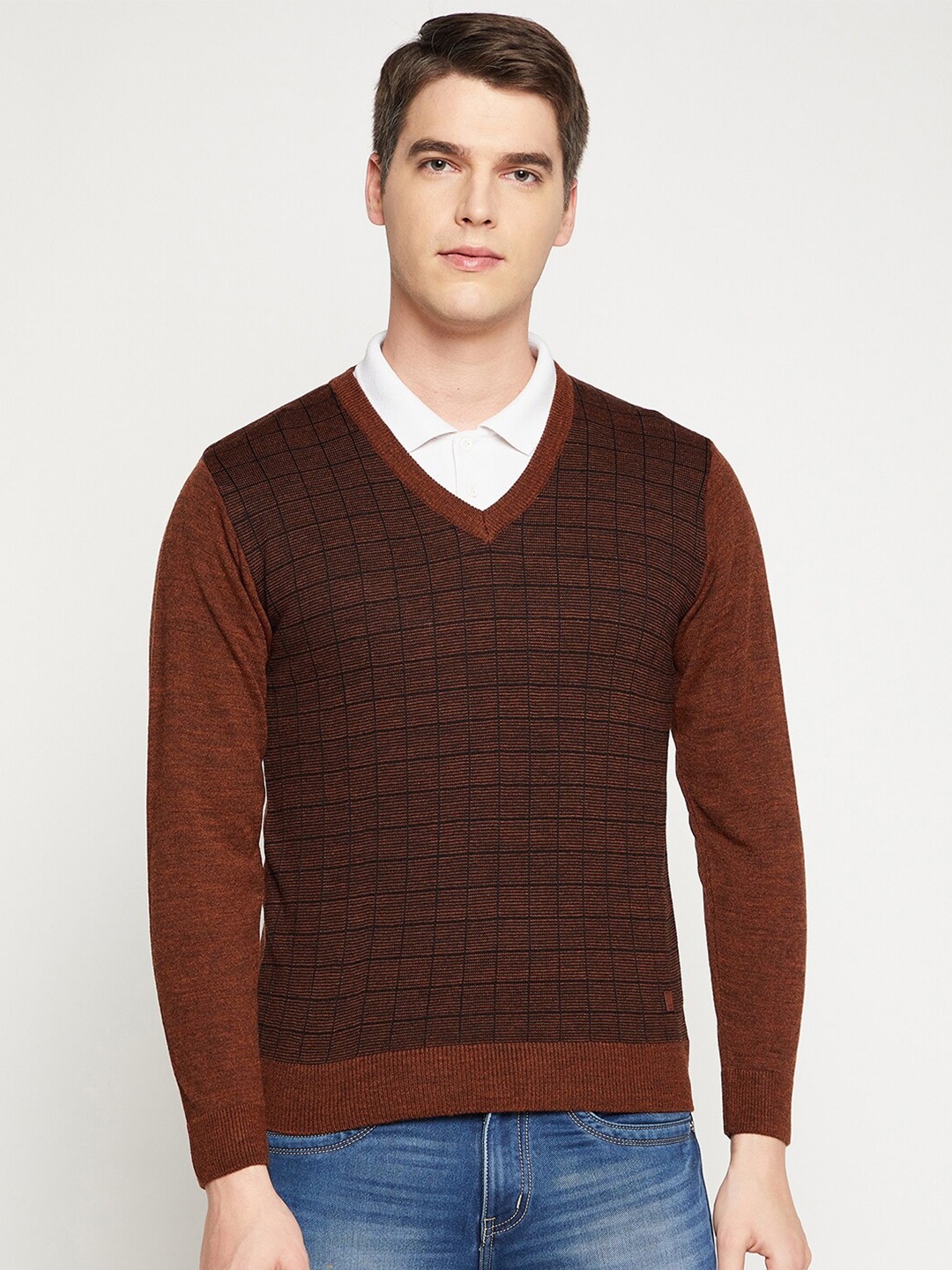 

Duke Men Rust Checked Pullover