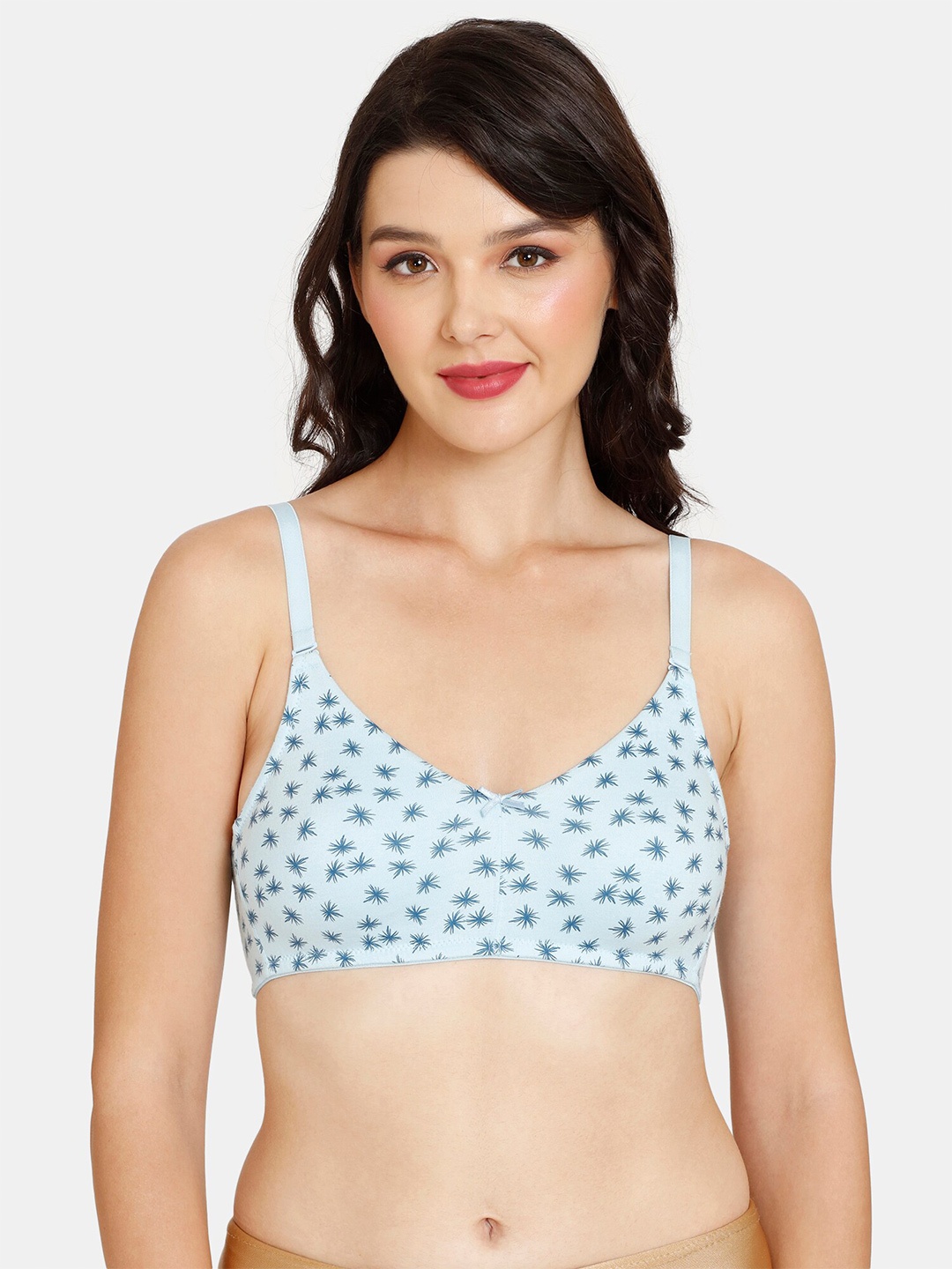 

Rosaline by Zivame Blue Floral Printed Non Padded Bra
