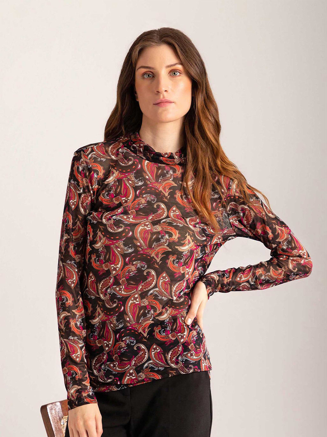 

B Copenhagen Women Pink Floral Printed Drop-Shoulder Sleeves T-shirt