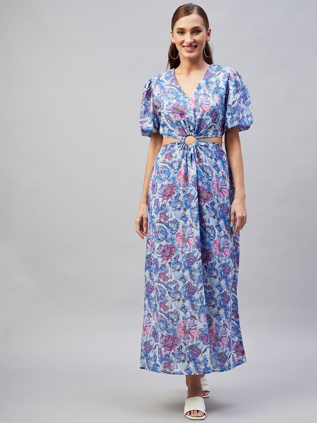 

RARE Blue Floral Georgette Maxi Maxi Dress