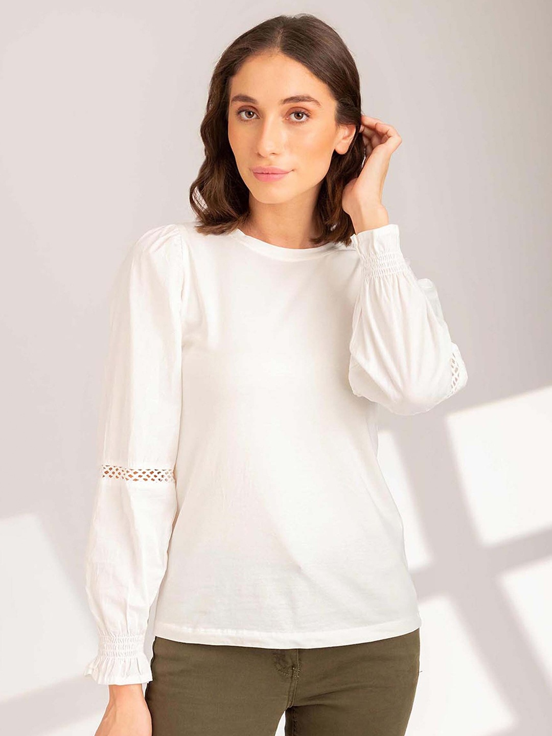 

B Copenhagen Off White Solid Pure Cotton Top