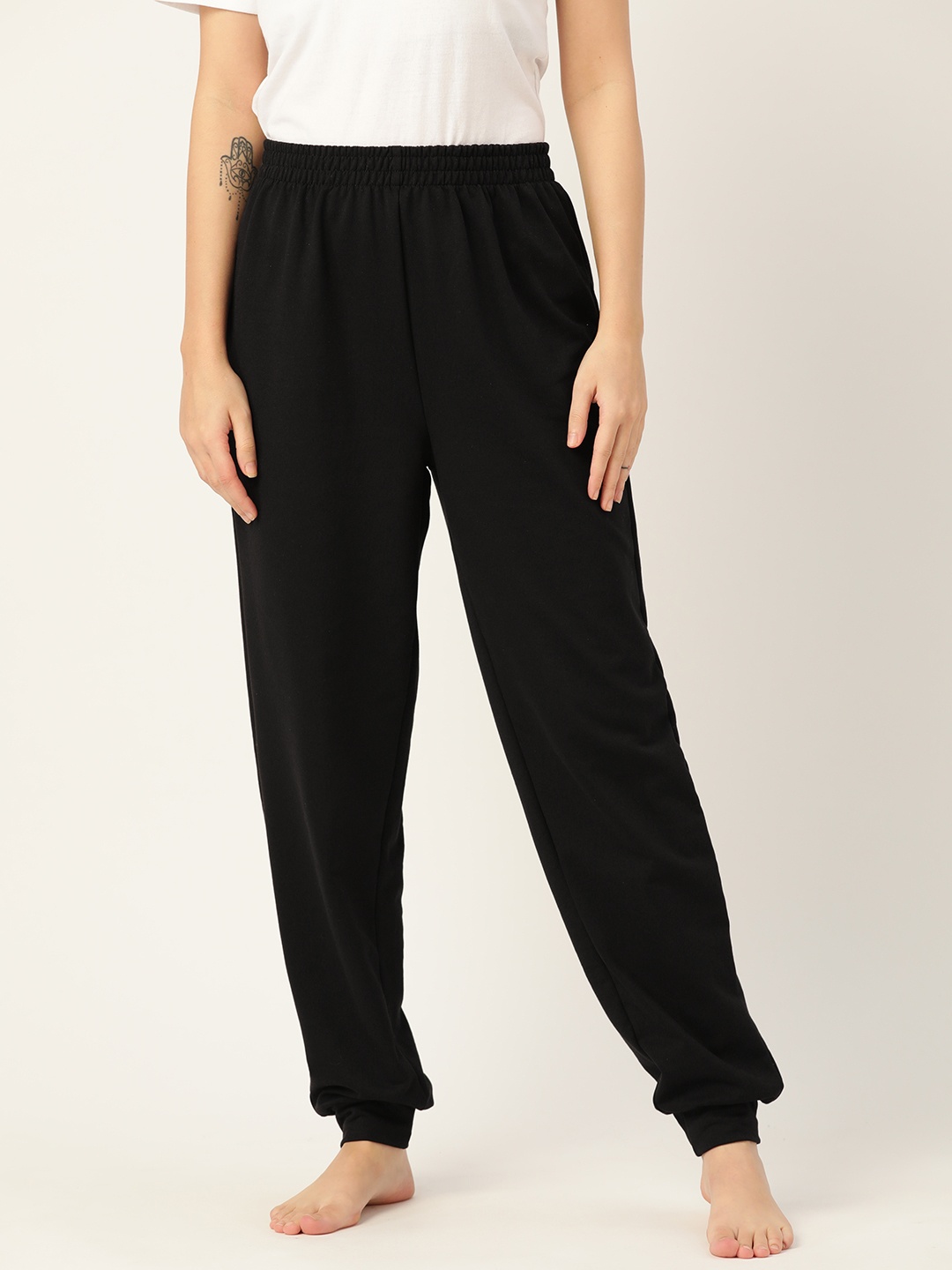 

ETC Women Black Solid Cotton Jogger Lounge Pants