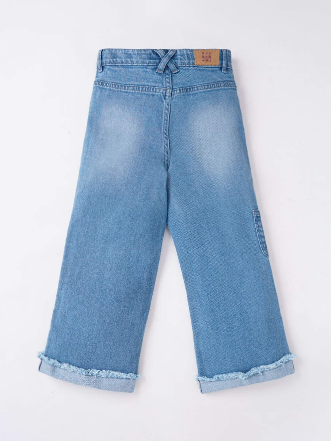 

Ed-a-Mamma Girls Blue Wide Leg Low Distress Light Fade Stretchable Jeans