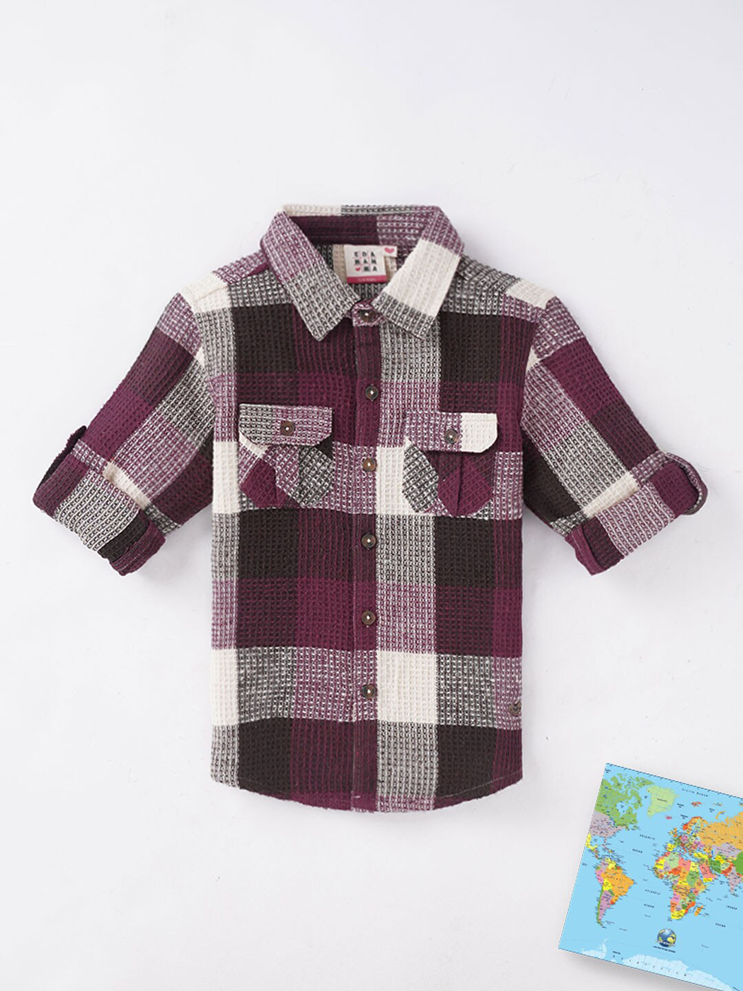 

Ed-a-Mamma Boys Brown Tartan Checked Cotton Sustainable Casual Shirt