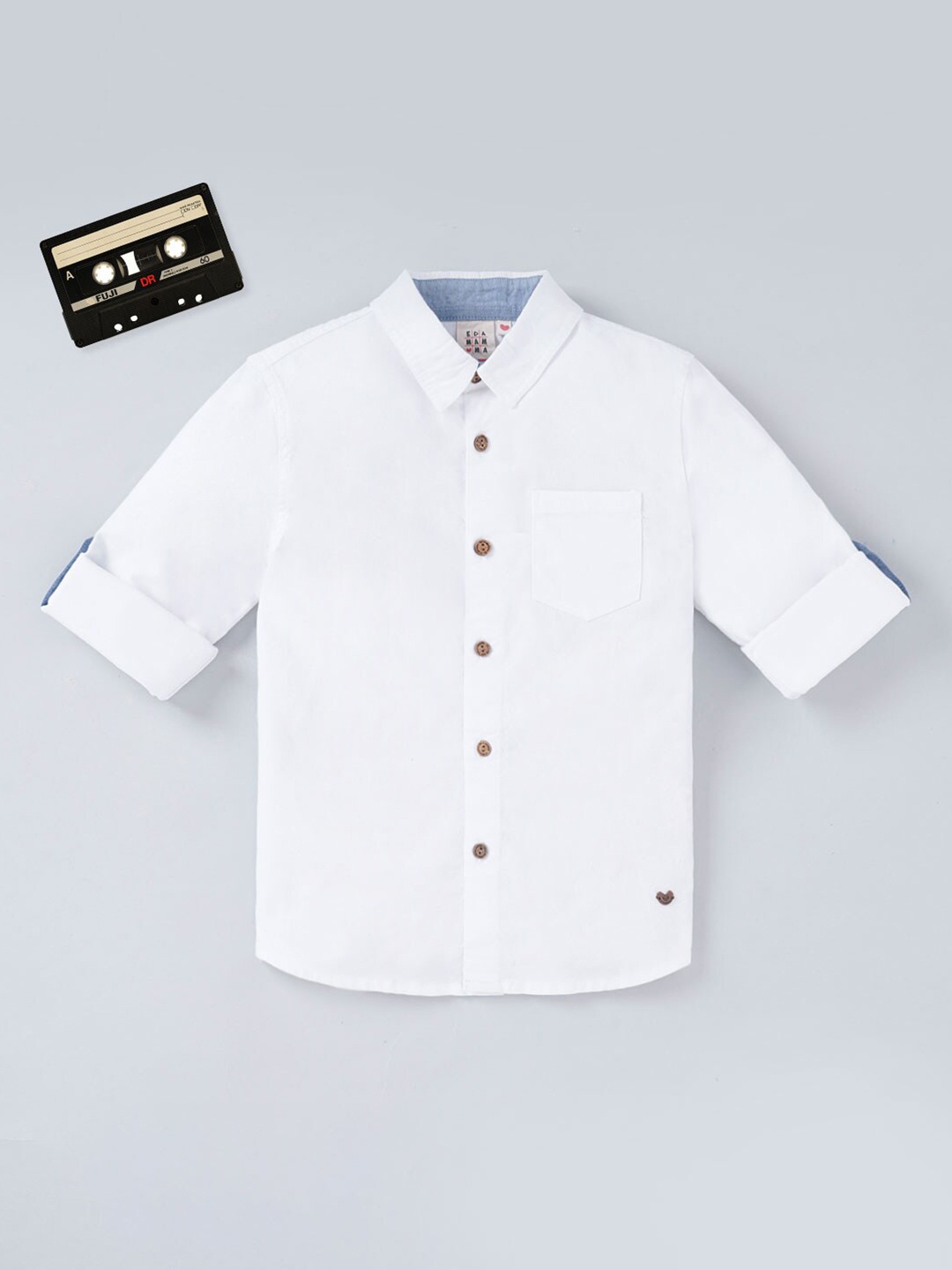 

Ed-a-Mamma Boys White Cotton Sustainable Casual Shirt