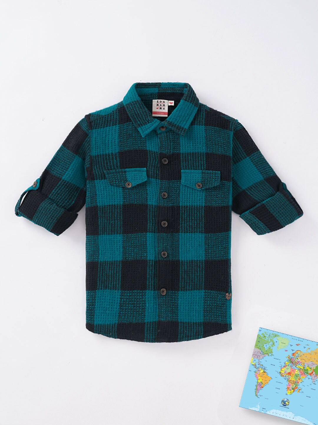 

Ed-a-Mamma Boys Blue Buffalo Checks Checked Casual Shirt