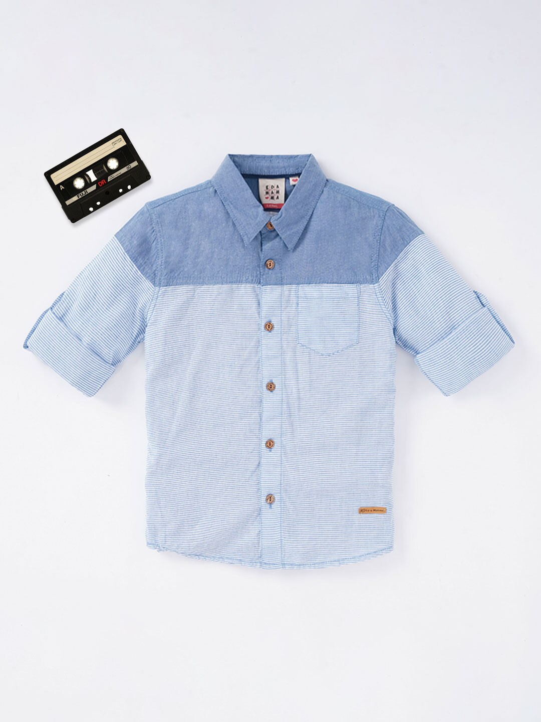 Ed-a-Mamma Boys Blue Printed Casual Shirt