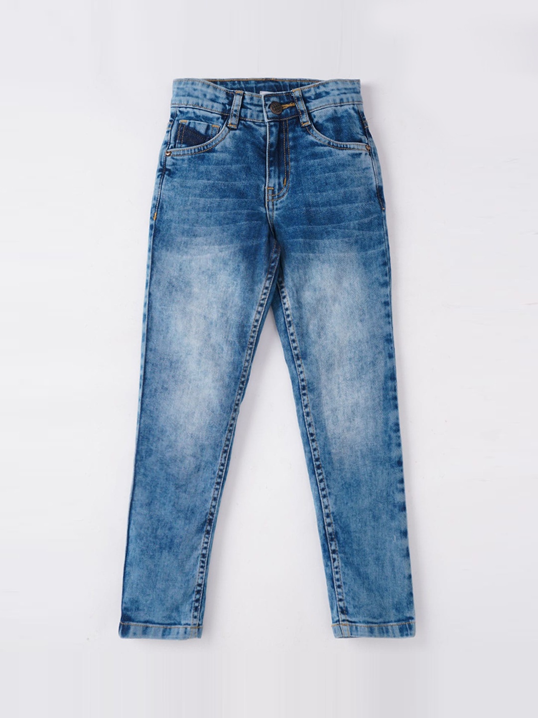 

Ed-a-Mamma Boys Blue Straight Fit Heavy Fade Stretchable Jeans