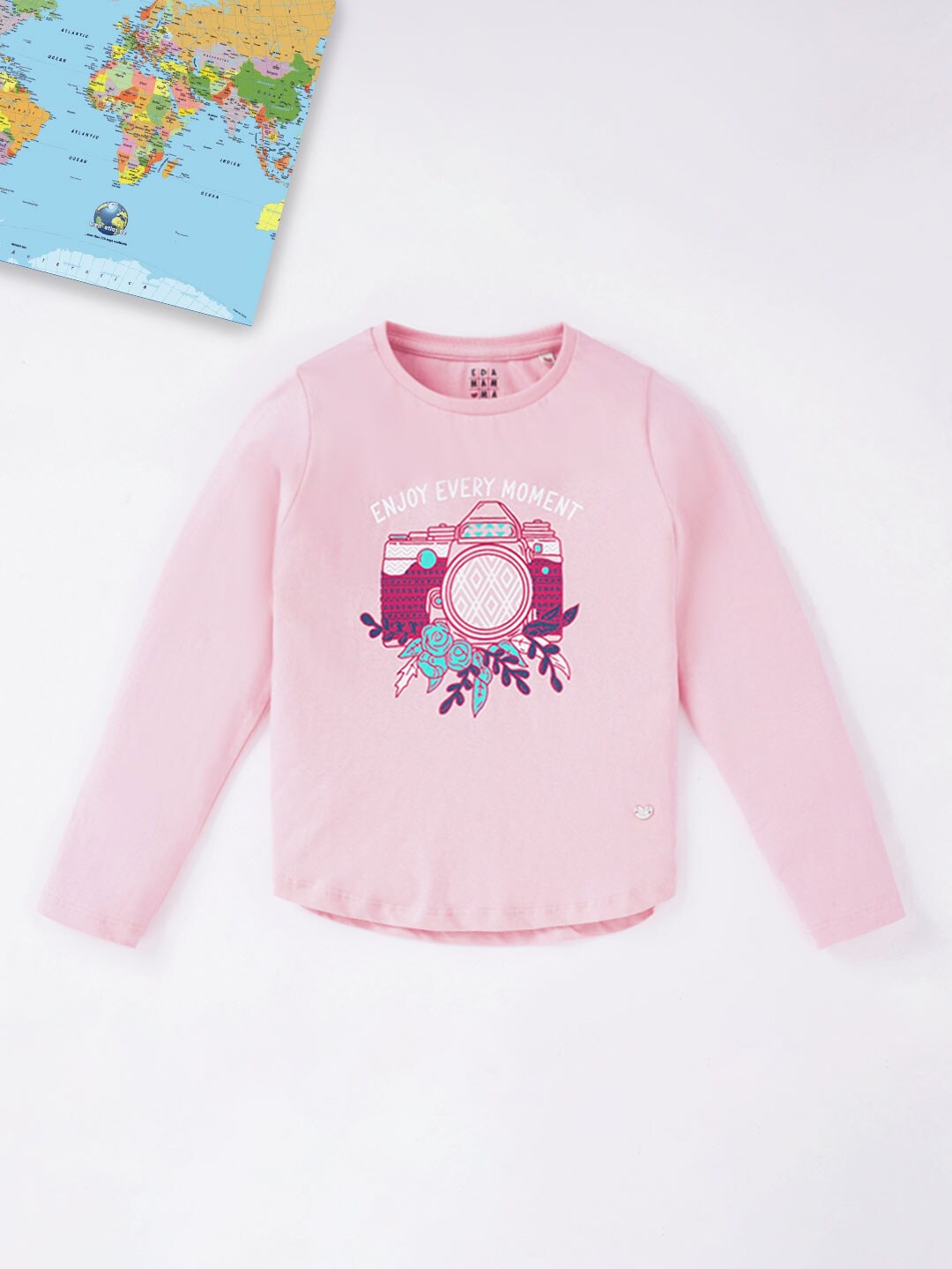 

Ed-a-Mamma Girls Pink Printed Applique T-shirt