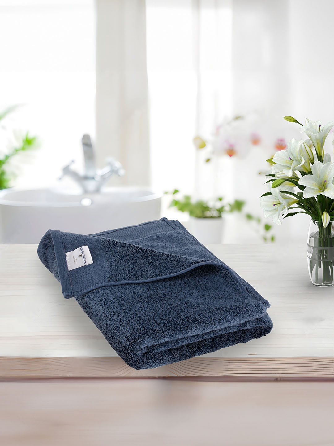 

MAYFAIR HOMES LONDON Unisex Navy Blue Solid Cotton 600 GSM Bath Towel