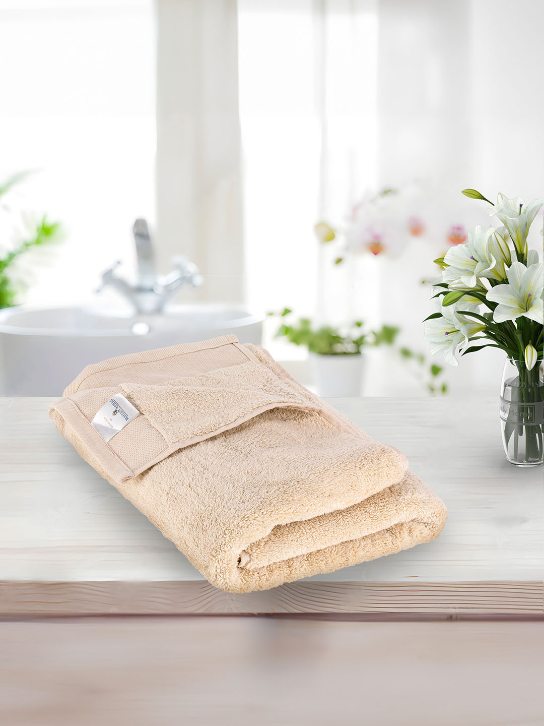 

MAYFAIR HOMES LONDON Cream Solid 590 GSM Pure Cotton Bath Towel