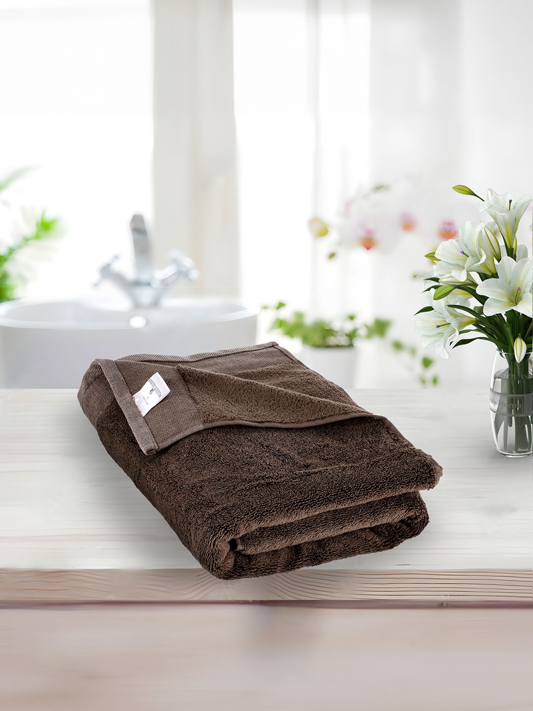 

MAYFAIR HOMES LONDON Coffee Brown Solid 600 GSM Pure Cotton Bath Towel