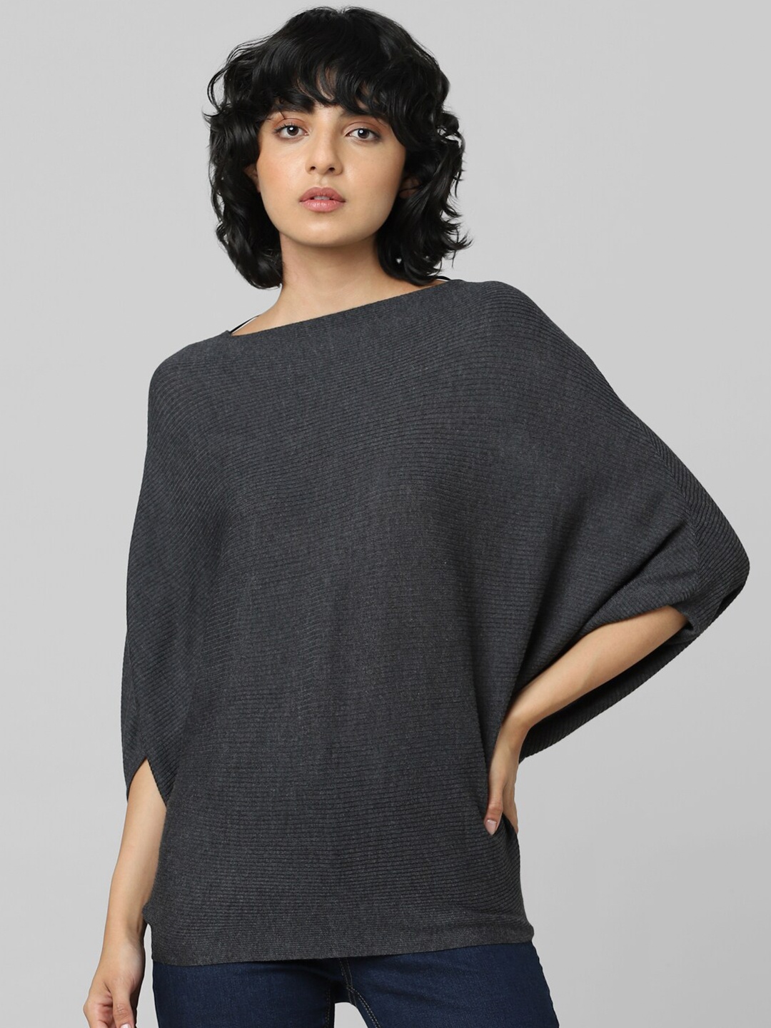 

ONLY Women Grey Solid Pullover