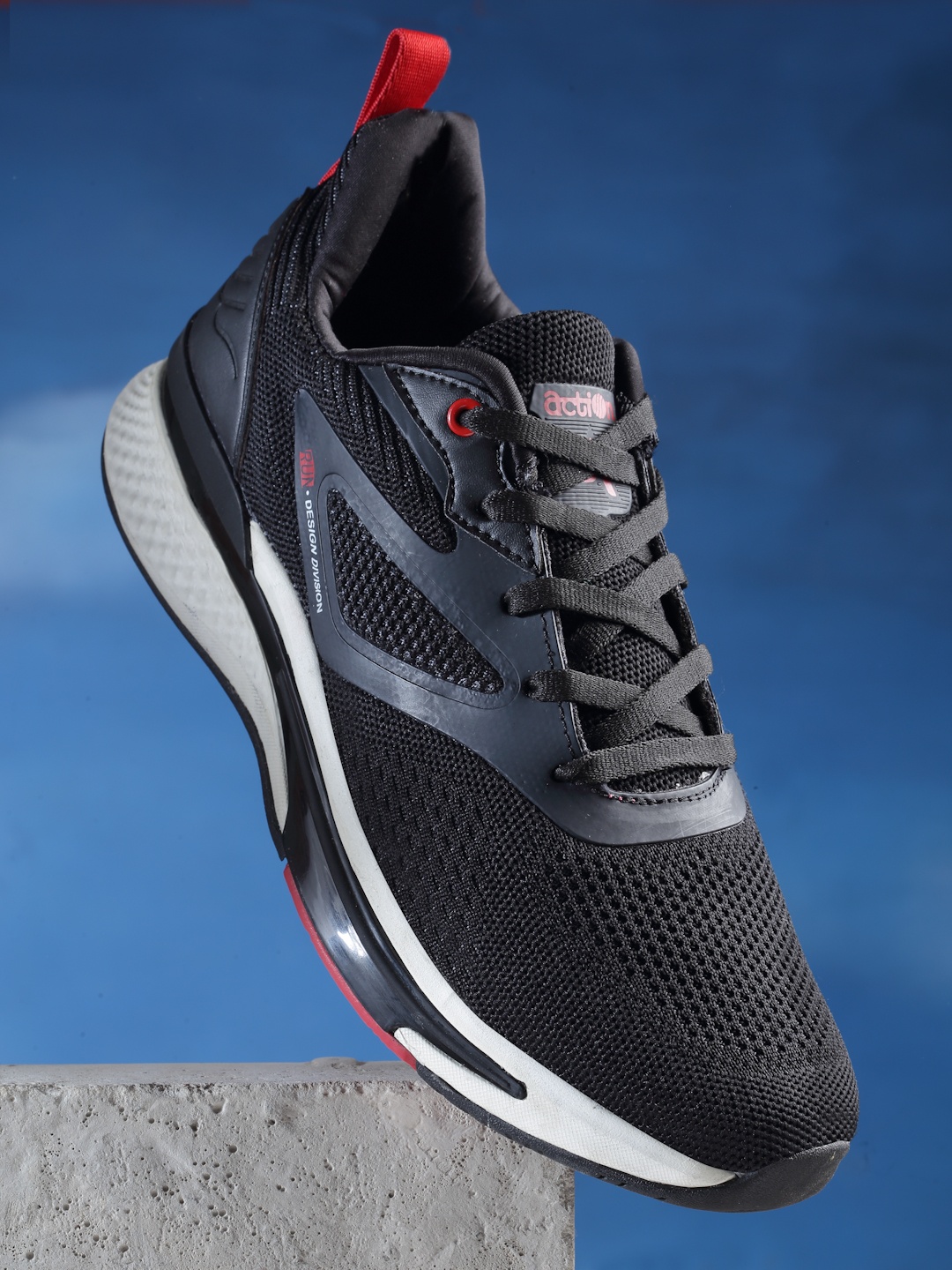 

Action Men Black Synthetic Running Non-Marking Shoes