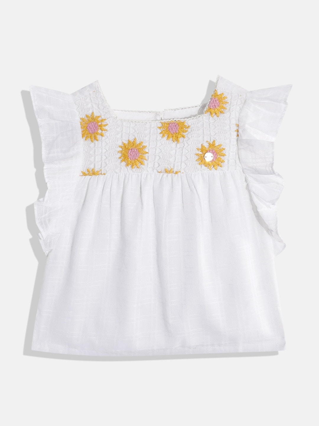 

Allen Solly Junior Girls Pure Cotton Floral Self Design Top, White