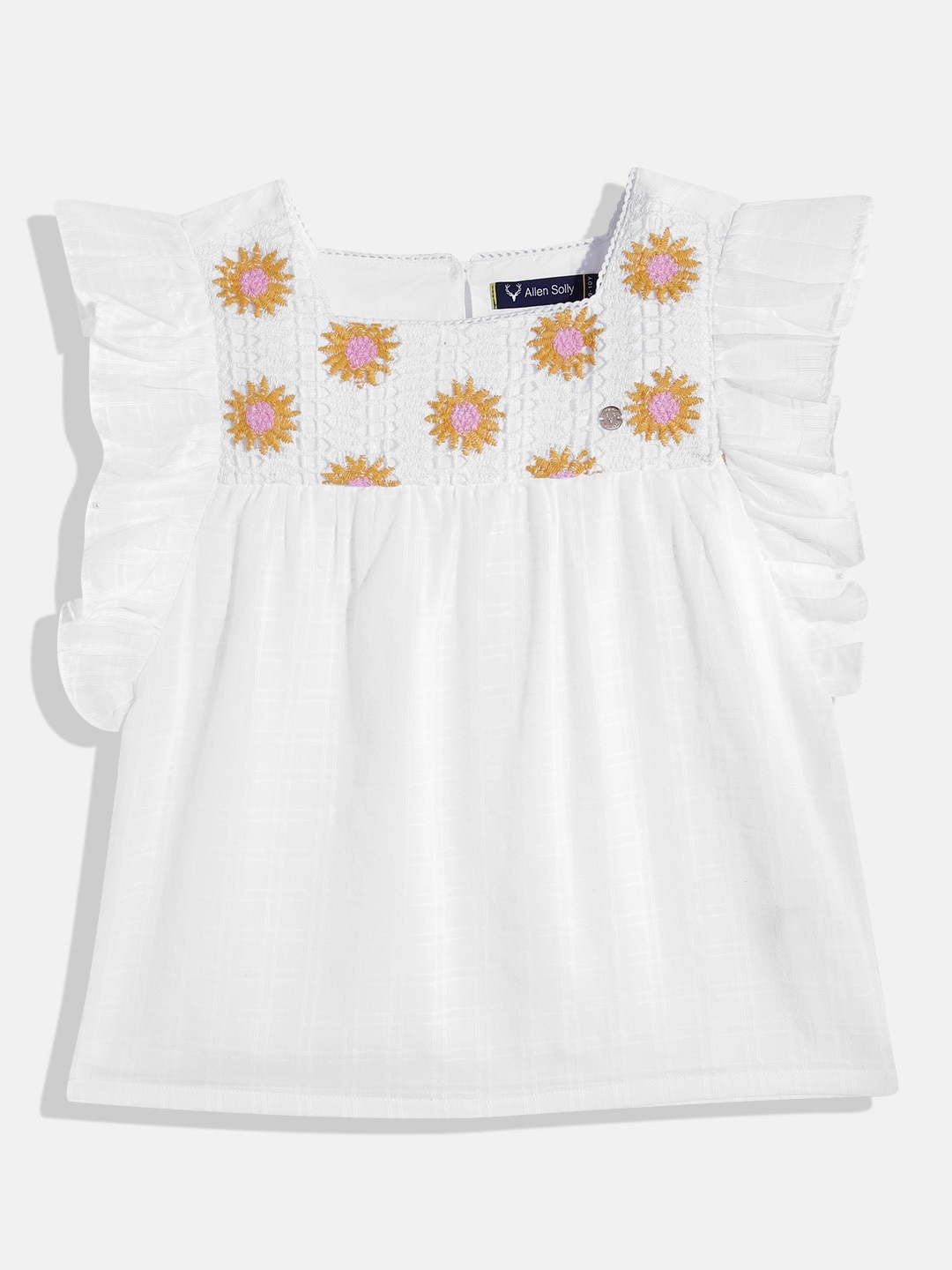 

Allen Solly Junior Girls Pure Cotton Floral Self Design Top, White
