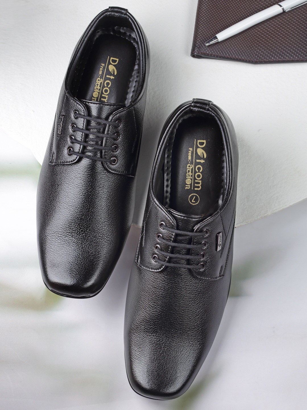 

Action Men Black Solid Leather Formal Derbys