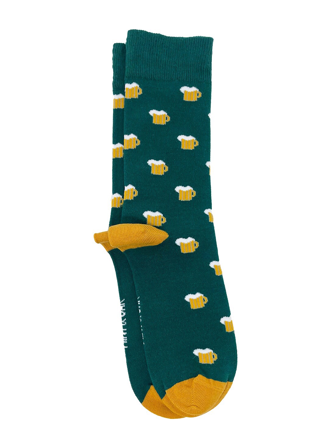 

Mint & Oak Men Green & Yellow Patterned Calf-Length Socks