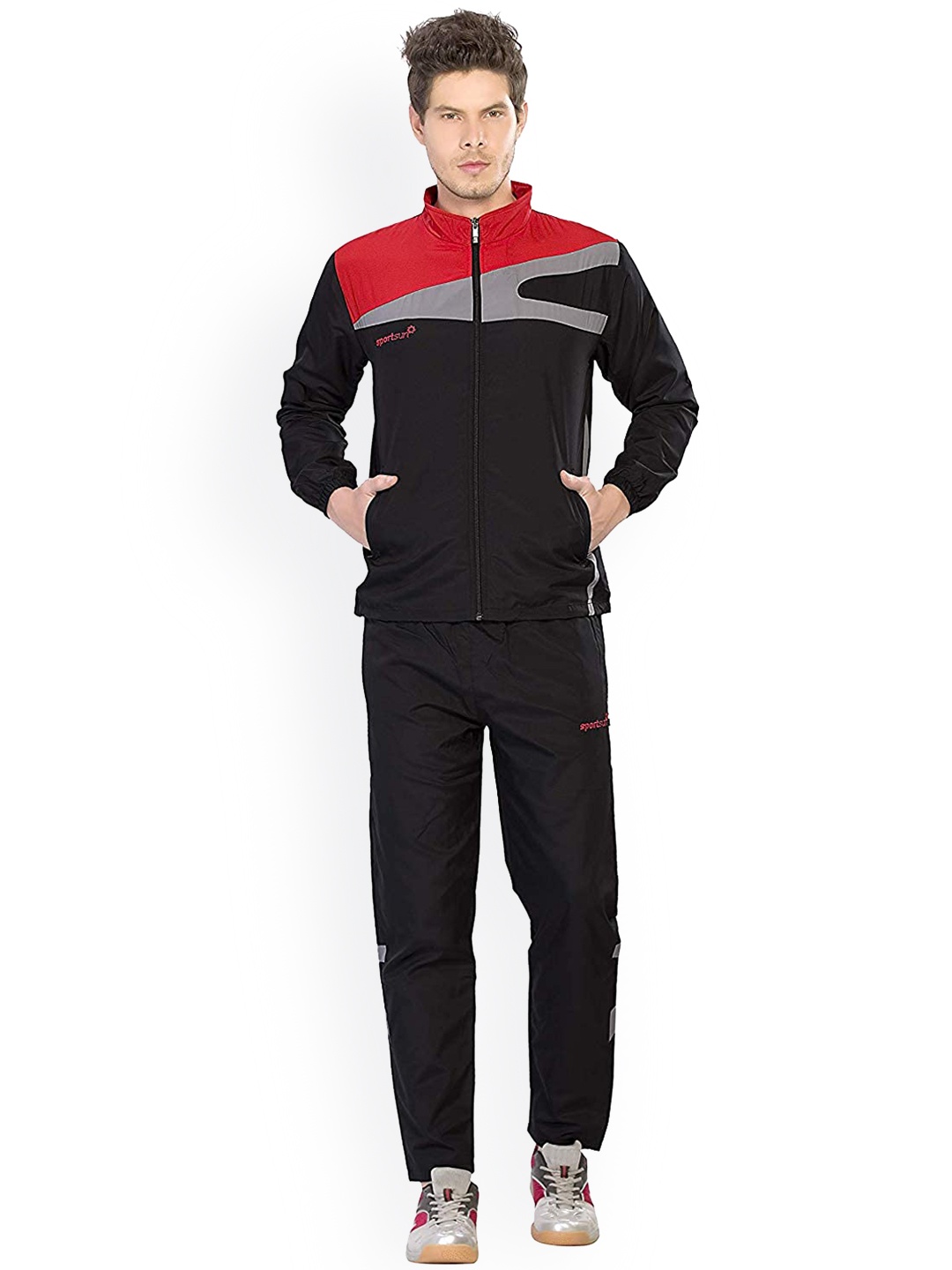 

SPORT SUN Men Black Colour-Blocked Tracksuits