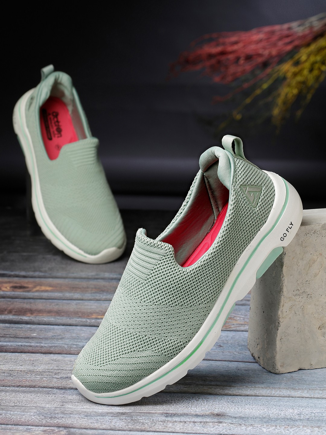 

Action Women Green Mesh Running Non-Marking Shoes