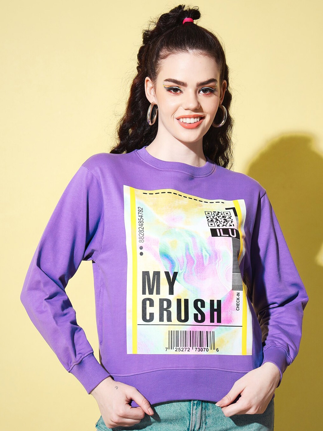 

The Dry State Women Purple Printed Sweatshirt