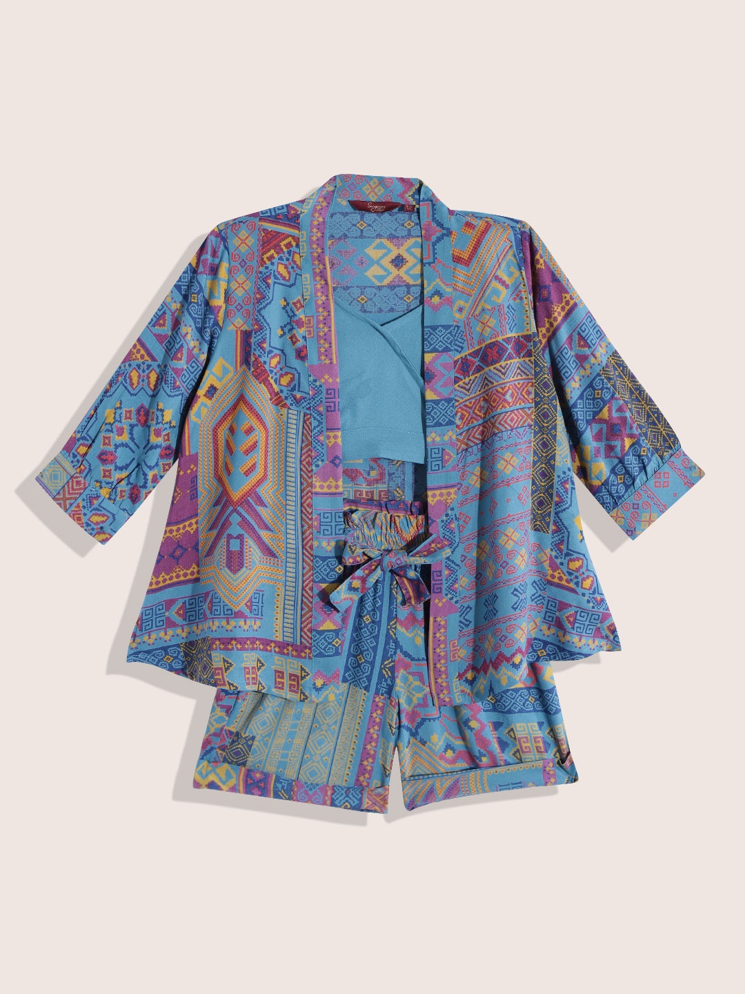 

Sangria Girls Ethnic Print Printed Clothing Set, Blue