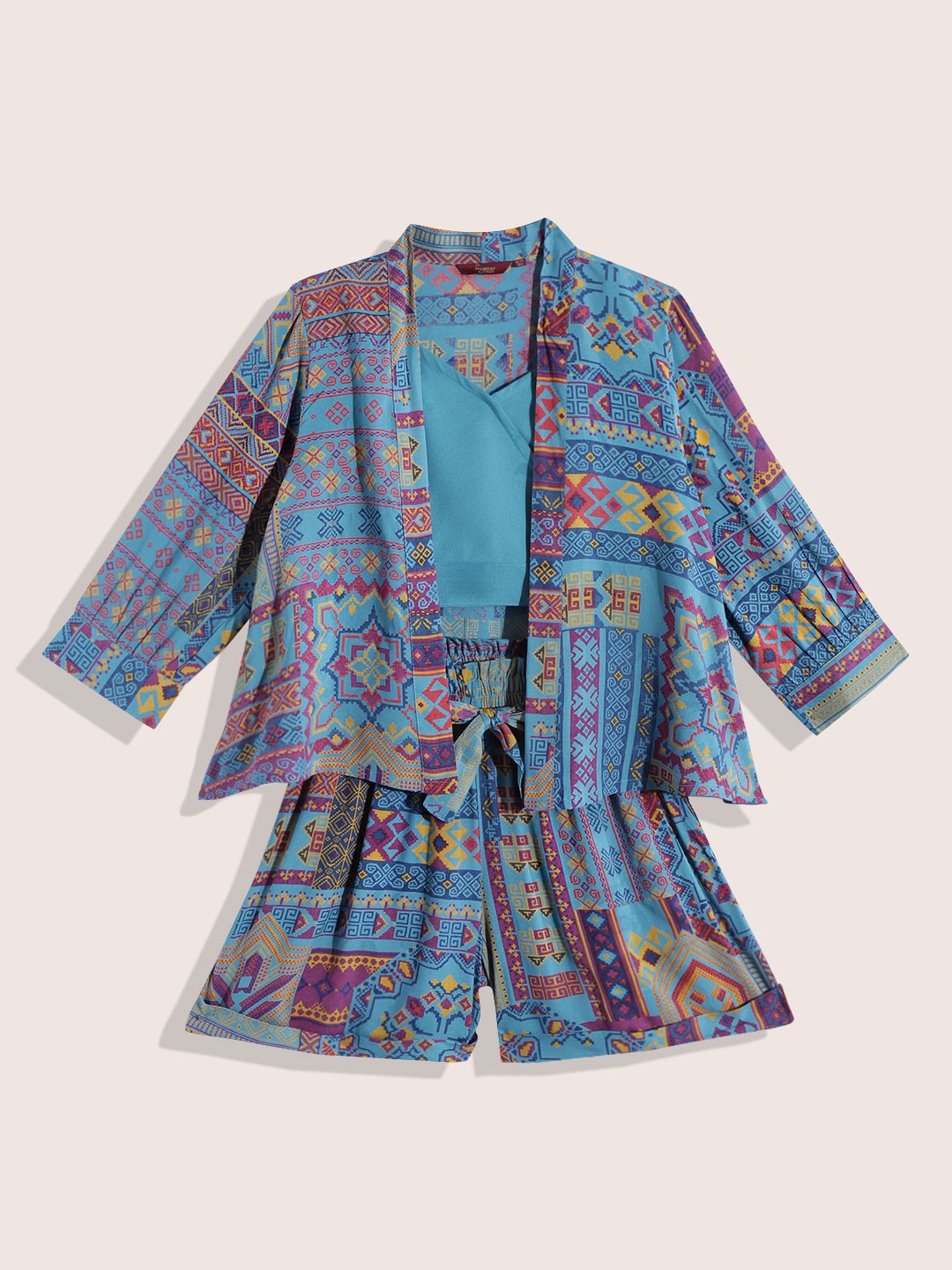 

Sangria Teen Girls Ethnic Print Printed Clothing Set, Blue