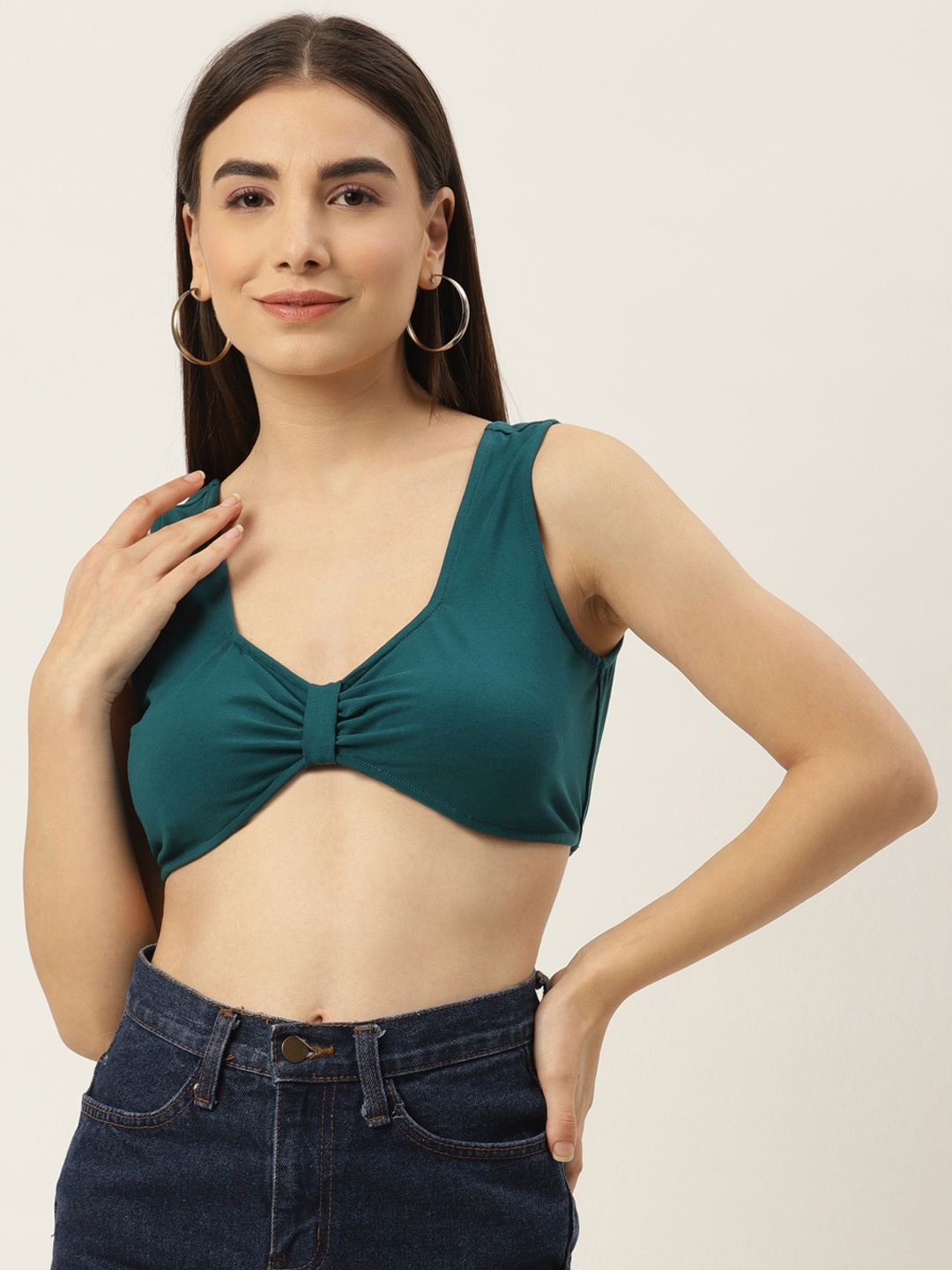 

Besiva Green Sweetheart Neck Bralette Crop Top