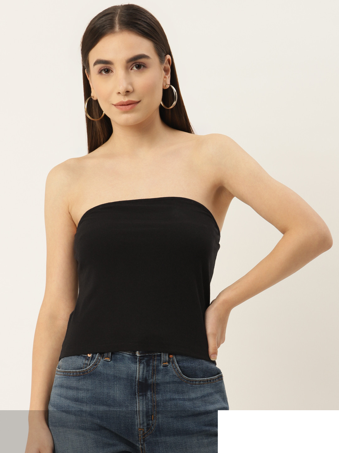 

Besiva Women Pack Of 2 White & Black Tube Tops