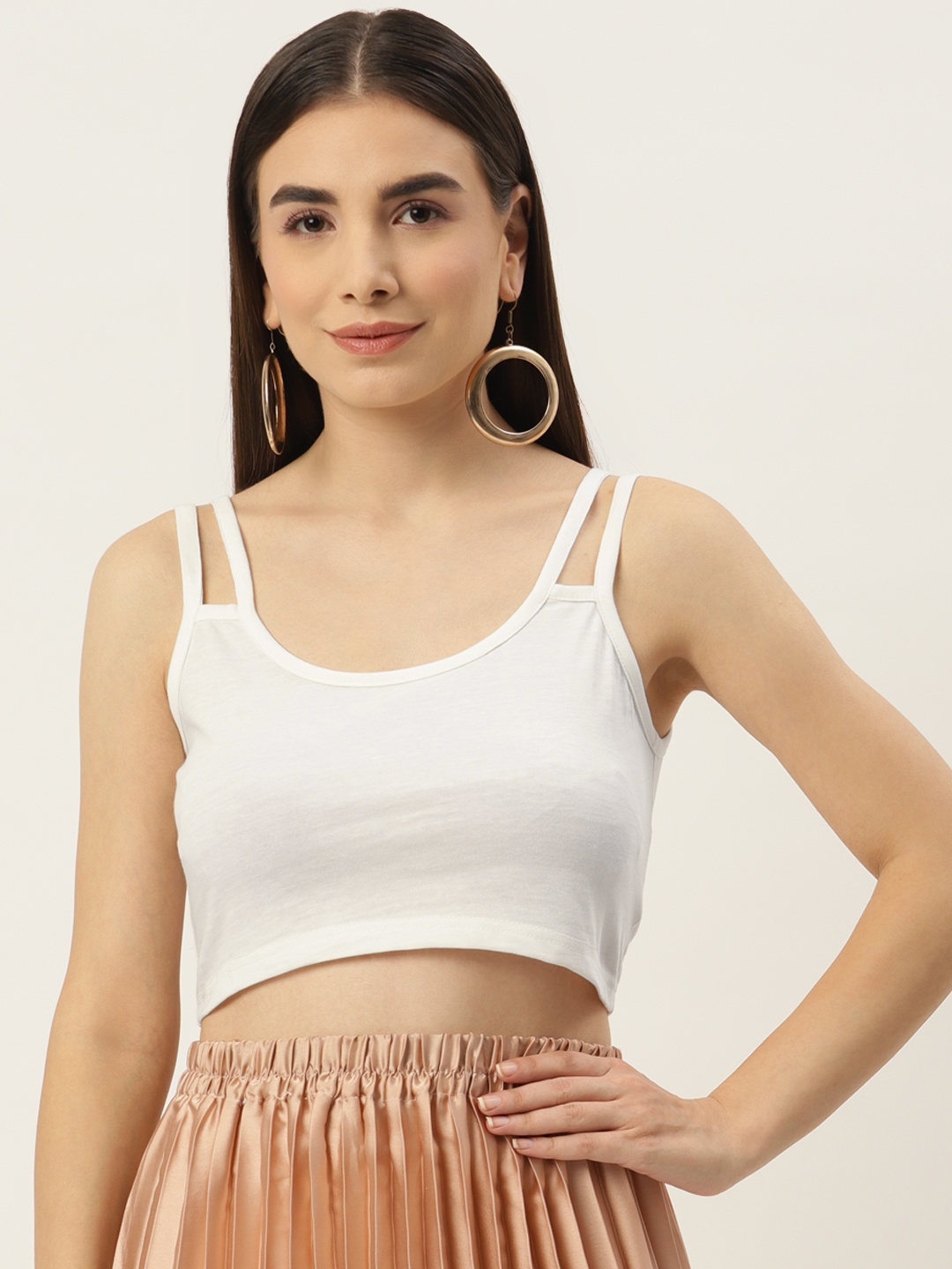 

Besiva Women Solid Double Strap Bralette Top, White