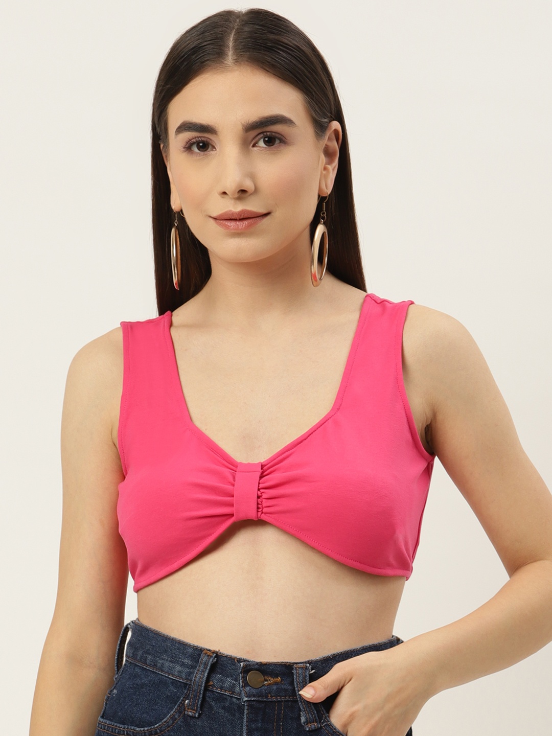 

Besiva Women Pink Sweetheart Neck Bralette Crop Top