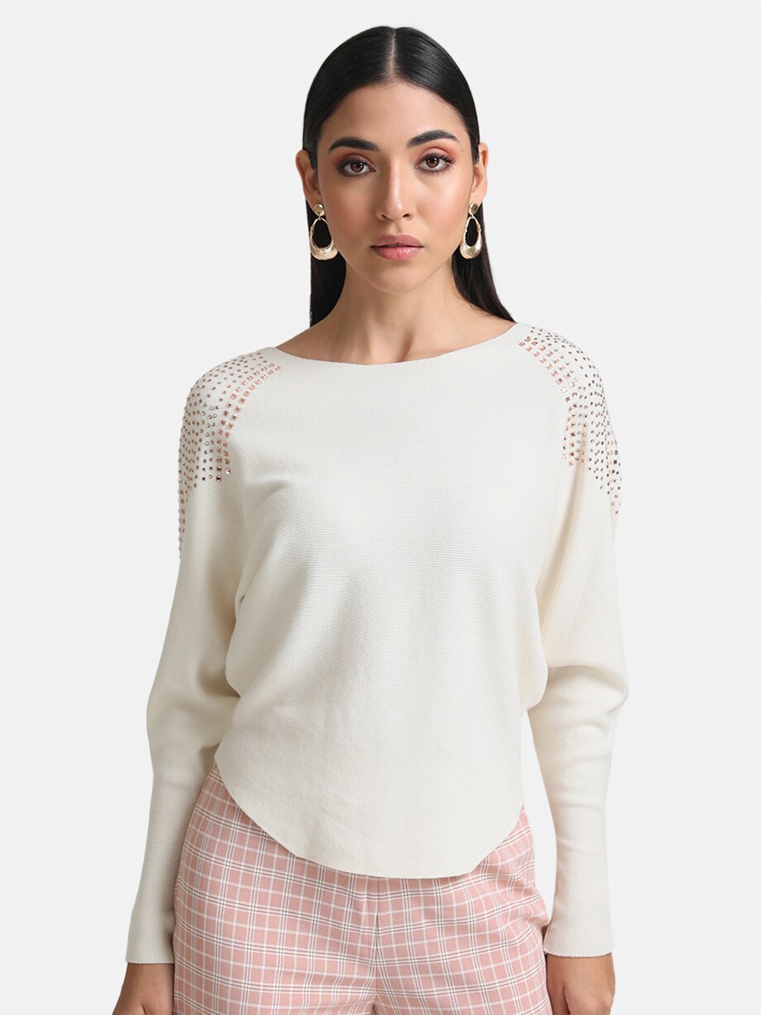 

Kazo Embellished Round Neck Tops, Beige