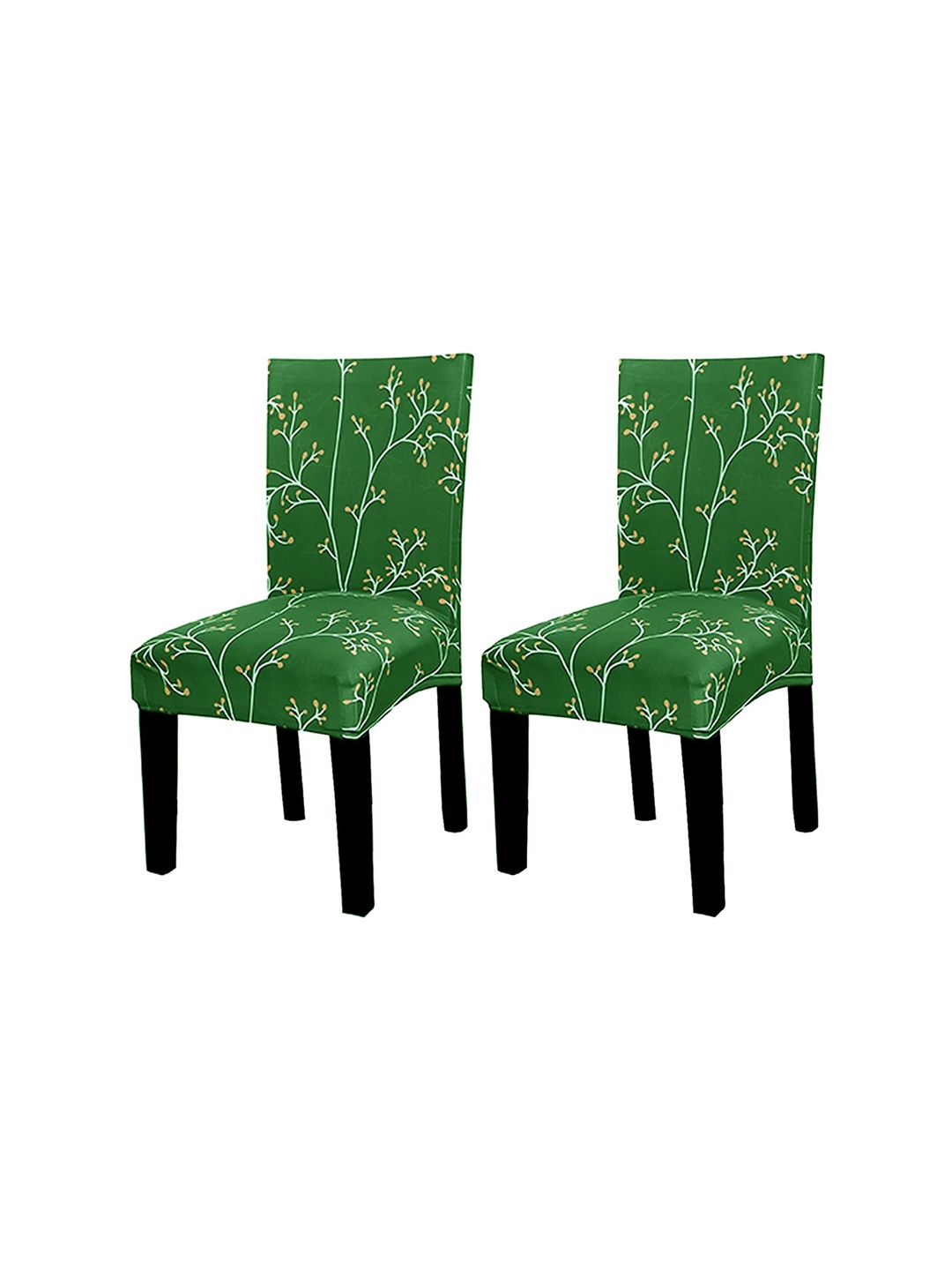 

HOUSE OF QUIRK Set Of 2 Green Printed Chair Cover