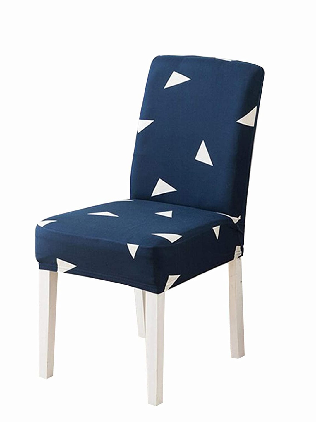 

HOUSE OF QUIRK Navy Blue & White Printed Removable Chair Cover