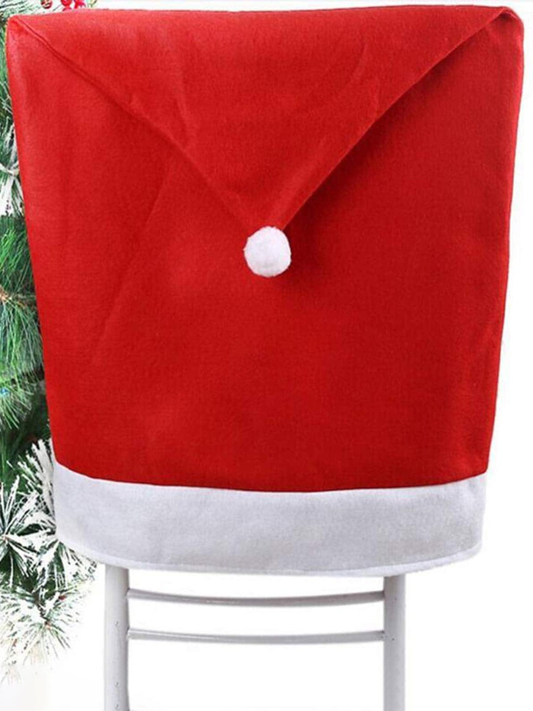 

HOUSE OF QUIRK Red & White Solid Elasticated Chair Cover