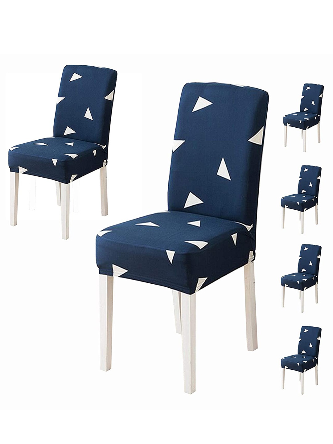 

HOUSE OF QUIRK Set Of 6 Navy Blue & White Printed Chair Cover