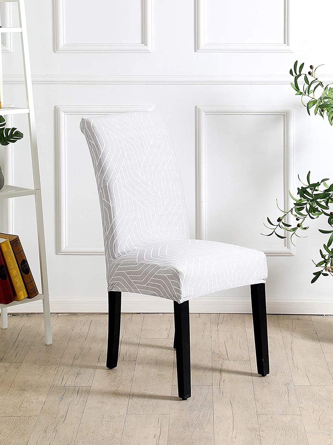 

HOUSE OF QUIRK Pack of 6 Grey Printed Removable Chair Cover