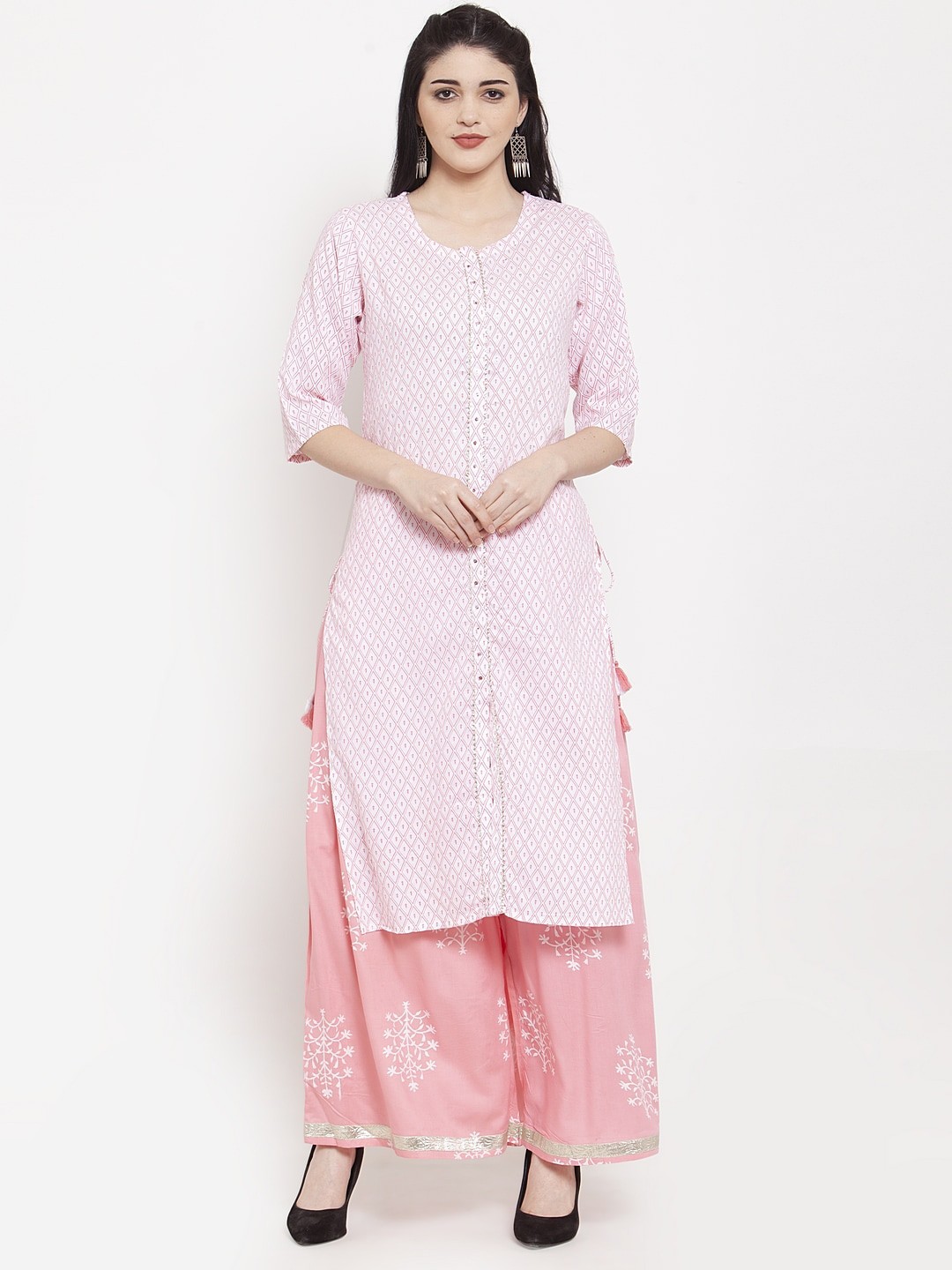 

KALINI Women Pink Printed Kurta with Palazzos