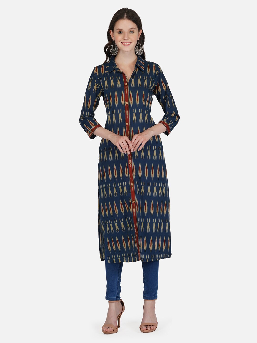 

METRO-FASHION Women Ethnic Motifs Pure Cotton Printed Kurta, Blue