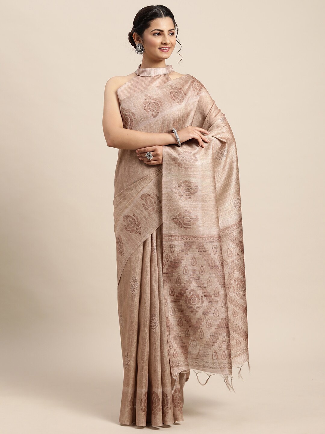 

Saree mall Beige Bagh Silk Blend Bagh Sarees