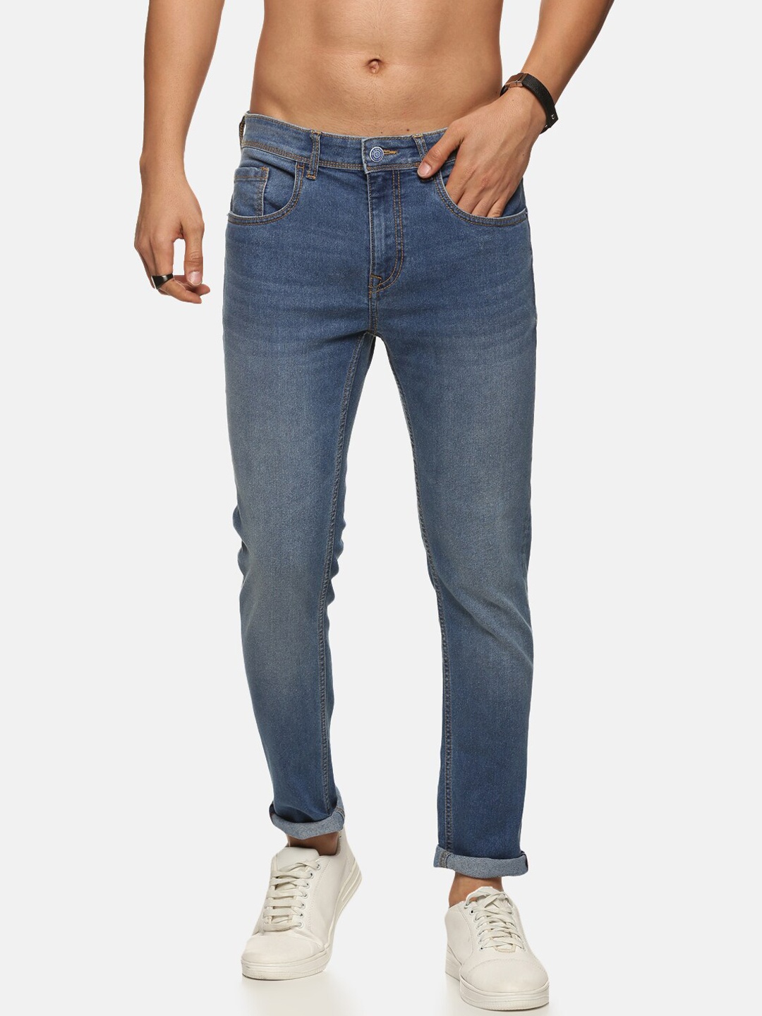

Old Grey Men Light Fade Stretchable Jeans, Blue