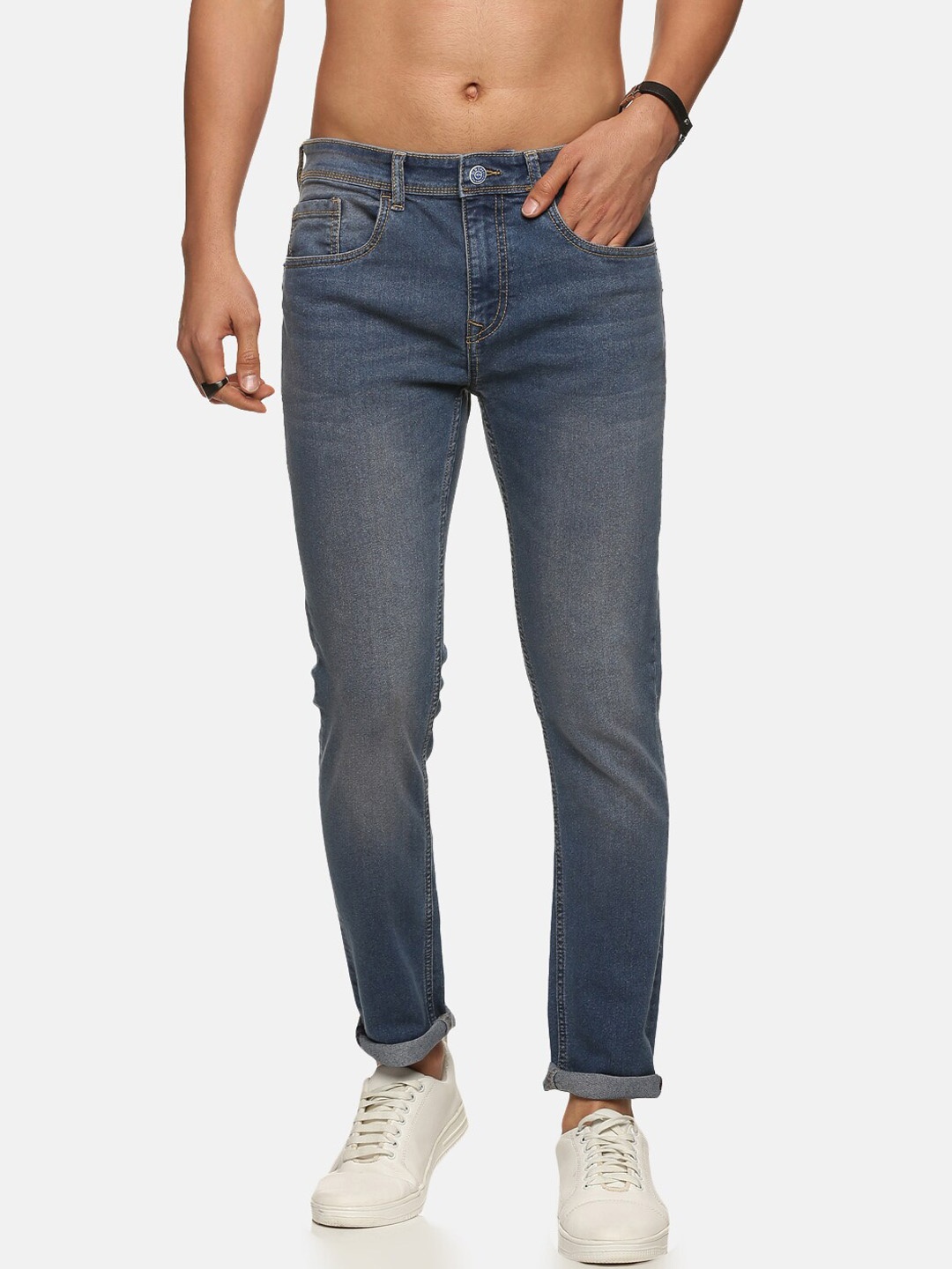 

Old Grey Men Skinny Fit Light Fade Stretchable Jeans, Blue