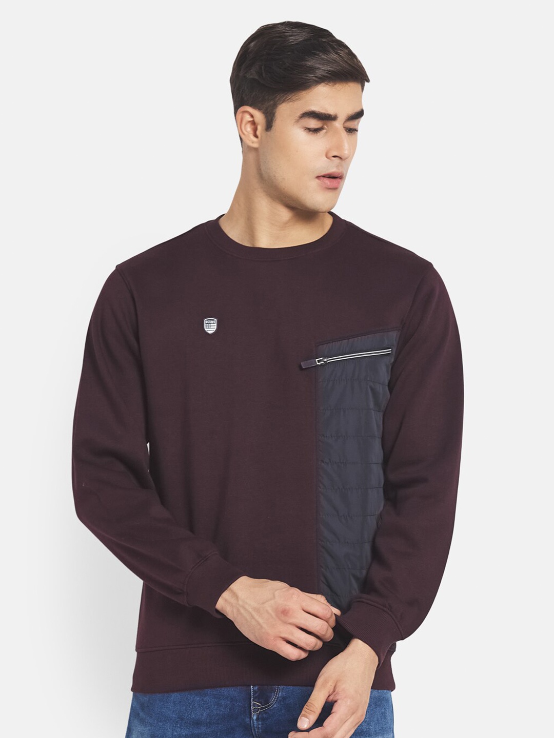 

Octave Men Burgundy Solid Fleece Sweatshirt